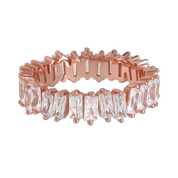 CZ Multi-Baguette Eternity Band Ring - Rose Gold / 5 - Rings - Ofina