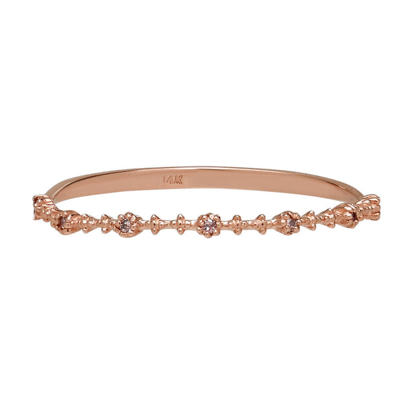 14k Solid Gold Champagne Diamond Ring - Rose Gold / 6 - Rings - Ofina