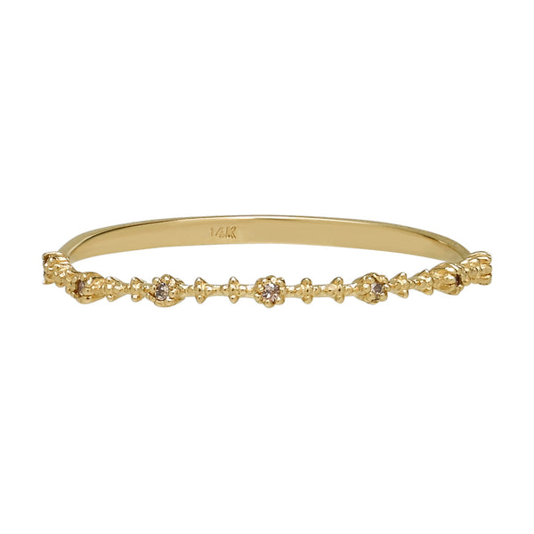 14k Solid Gold Champagne Diamond Ring - Yellow Gold / 6 - Rings - Ofina