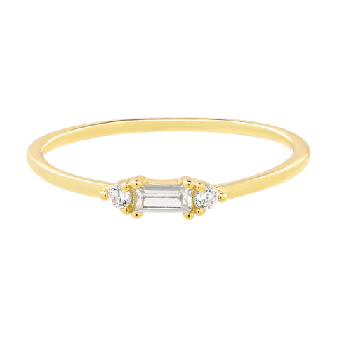 CZ Baguette Deco Ring - 5 - Rings - Ofina
