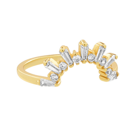 SALE - CZ Deco Crown Ring - - Rings - Ofina