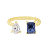 Blue Toi et Moi Ring - blue / 6 - Rings - Ofina