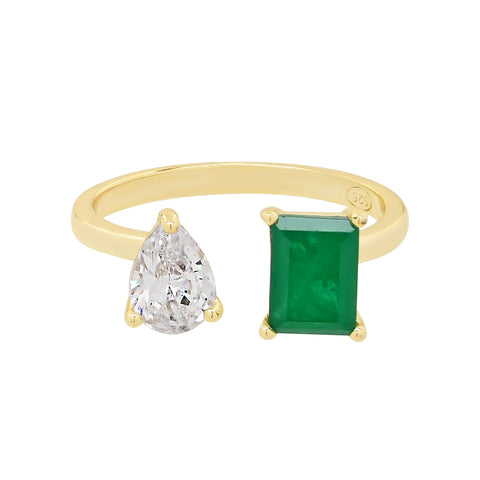 Green Toi et Moi Ring - green / 6 - Rings - Ofina