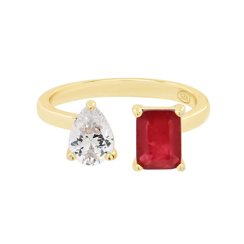 Red Toi et Moi Ring - red / 6 - Rings - Ofina