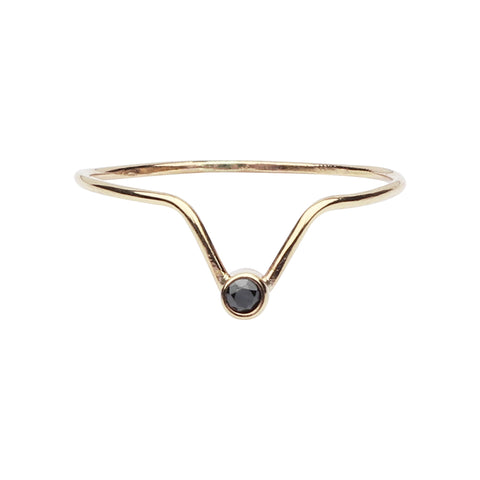 Diamond Chevron Ring - Black / 4 - Rings - Ofina