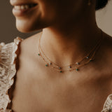 Tiny Green Onyx Stone Drop Beaded Necklace - - Necklaces - Ofina