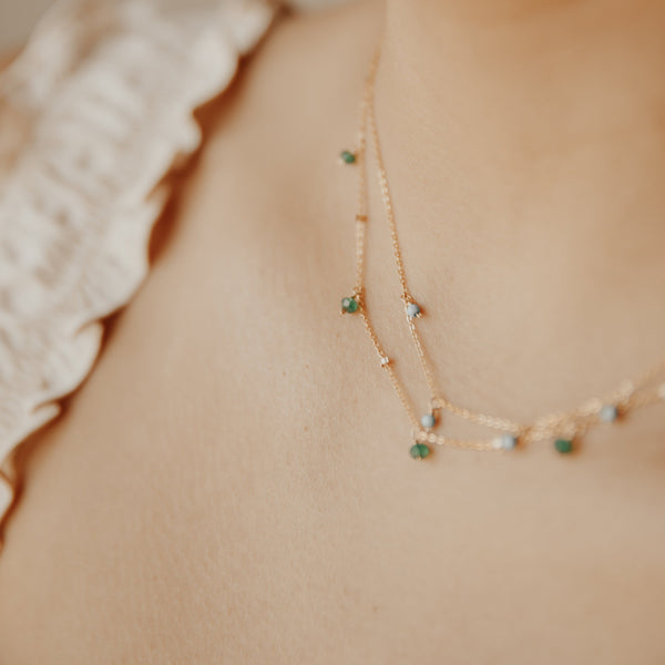 Tiny Turquoise Stone Drop Necklace - - Necklaces - Ofina