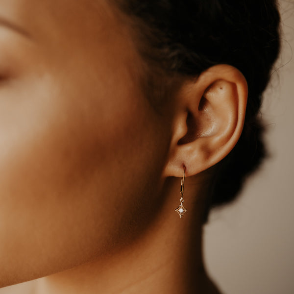 CZ Diamond Leverback Earrings - - Earrings - Ofina