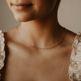 Thin Elongated Oval & Round Link Chain Necklace - - Necklaces - Ofina