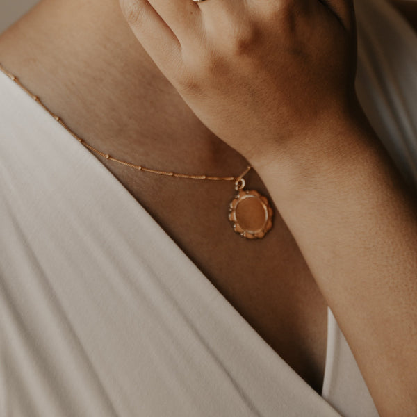 SALE - Floral Round Medallion Necklace - - Necklaces - Ofina