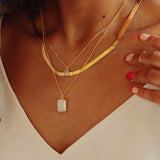 Moonstone Emerald Necklace - - Necklaces - Ofina
