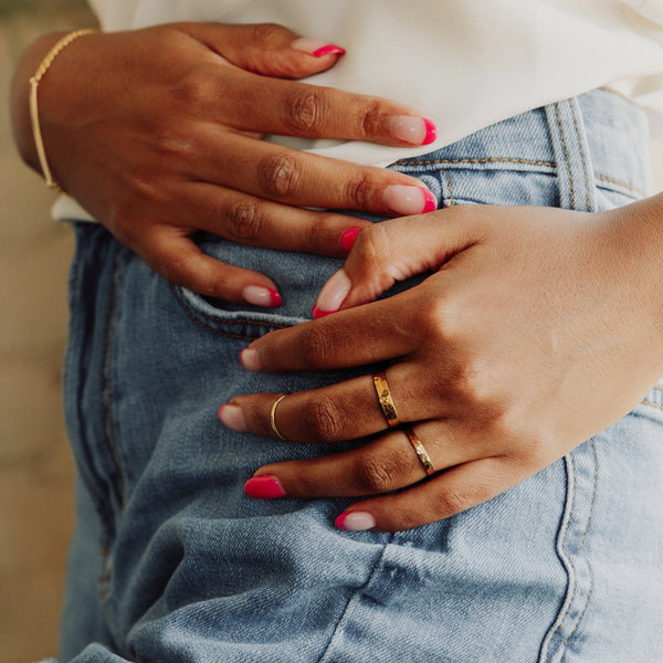 Bold Hammered Band Ring - - Rings - Ofina