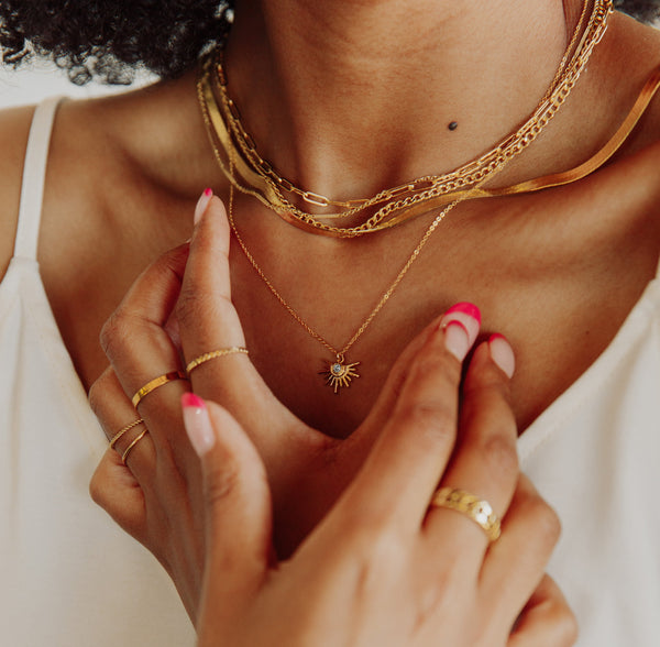 CZ Starburst Necklace - - Necklaces - Ofina