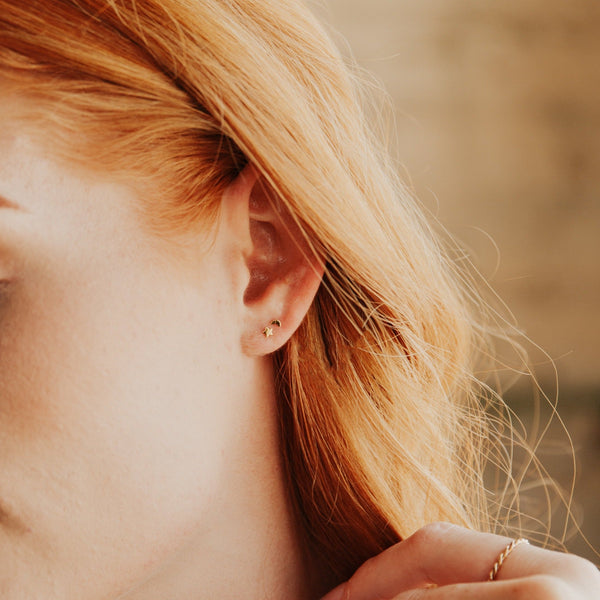 Tiny Moon & Star Studs - - Earrings - Ofina