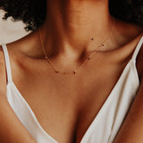 TINY GARNET STONE DROP BEADED NECKLACE - - Necklaces - Ofina