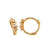SALE - 10k Solid Gold CZ Cluster Huggies - - Earrings - Ofina