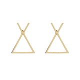 SALE - 10k Solid Gold Chevron Triangle Ear Jacket Studs - - Earrings - Ofina