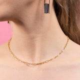 Elongated Oval & Round Link Chain Necklace - - Necklaces - Ofina