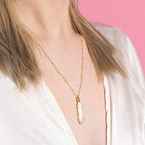 SALE - Feather Stone Necklace (more colors) - - Necklaces - Ofina