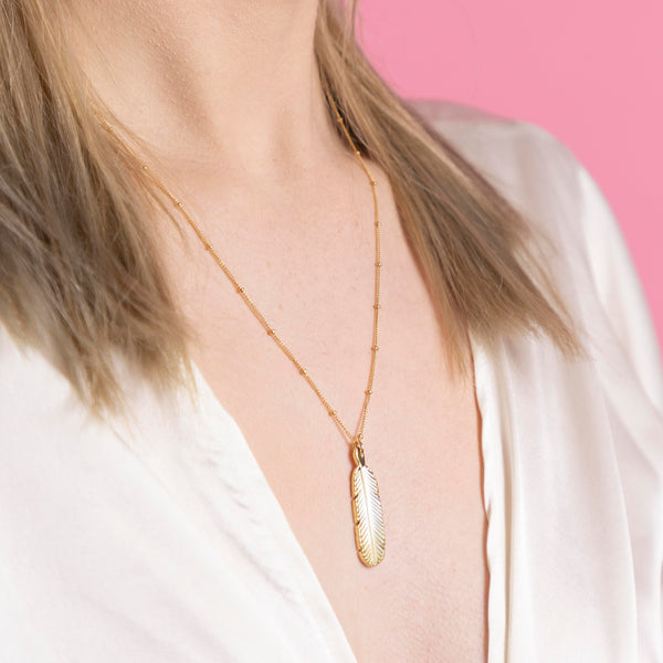 SALE - Feather Stone Necklace (more colors) - - Necklaces - Ofina