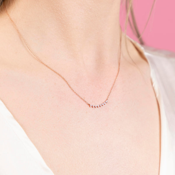 14k Diamond Chevron Necklace - - Necklaces - Ofina