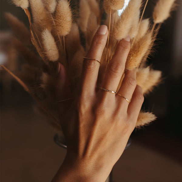 14k Solid Gold Bar Ring - - Rings - Ofina