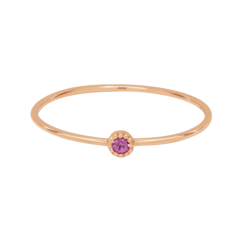 18k Tiny Circle Pink Sapphire Ring - Rosegold / 5 - Rings - Ofina