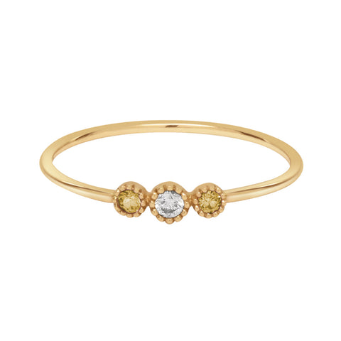 18k Tri Yellow Sapphire and Diamond Ring - - Rings - Ofina