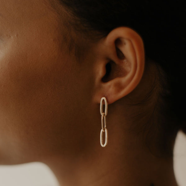 Thick Triple Paperclip Studs - - Earrings - Ofina