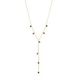 Tiny Smoky Quartz Stone Y-Drop Necklace - - Necklaces - Ofina