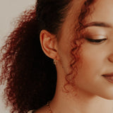 SALE - 10k Solid Gold Twisted & Smooth Double Huggie Studs - - Earrings - Ofina