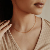 Split Oval Link & Double Thin Chain Necklace - - Necklaces - Ofina