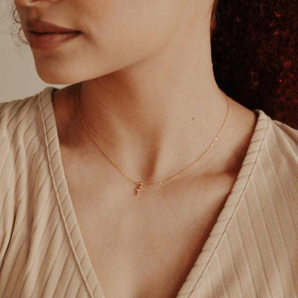 Textured Diamond CZ Necklace - - Necklaces - Ofina