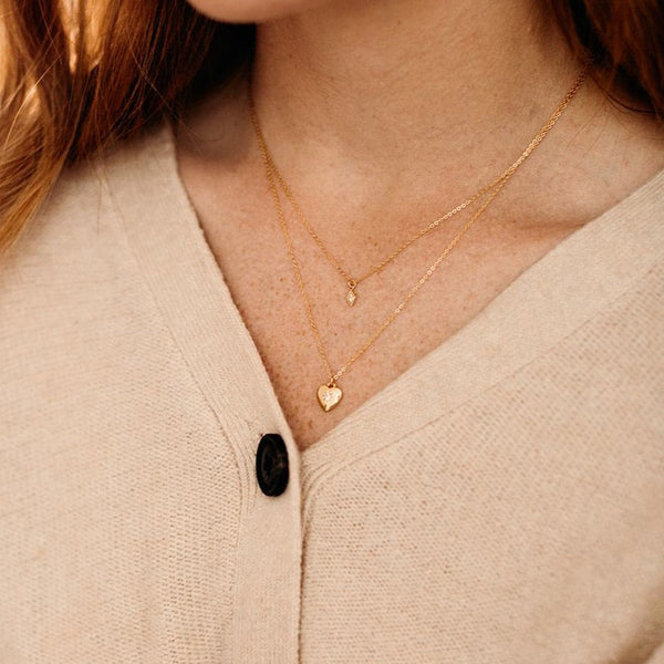SALE - Tiny CZ Star Heart Necklace - - Necklaces - Ofina