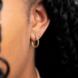 SALE - 10k Solid Gold Twisted Hoop Studs - - Earrings - Ofina