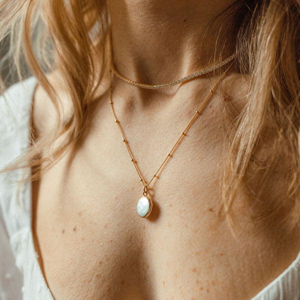 Gold Dipped Pearl Coin Necklace - - Necklaces - Ofina