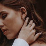 SALE - 10k Solid Gold Sun Rays Ear Jacket - - Earrings - Ofina