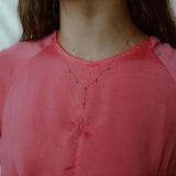Tiny Green Onyx Stone Y-Drop Necklace - - Necklaces - Ofina
