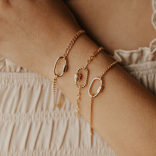 Rolo Chain Carabiner Bracelet - - Bracelets - Ofina