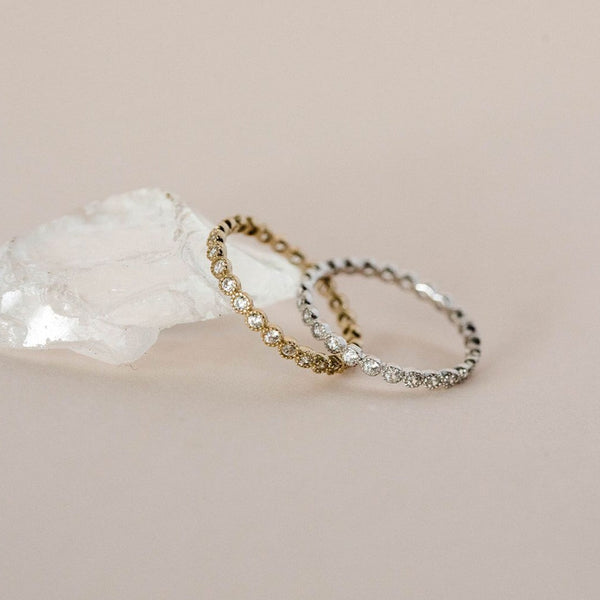 SALE - CZ Scallop Bezel Eternity Ring - - Rings - Ofina