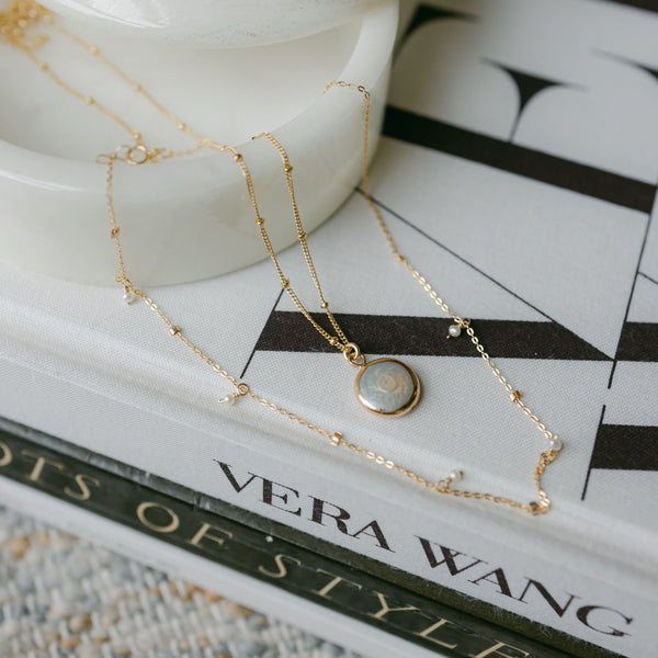 Tiny Pearl Beaded Drop Necklace - - Necklaces - Ofina