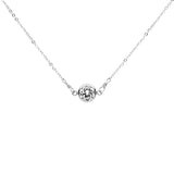 6mm Round CZ Bezel Link Necklace - Silver / 13" - Necklaces - Ofina