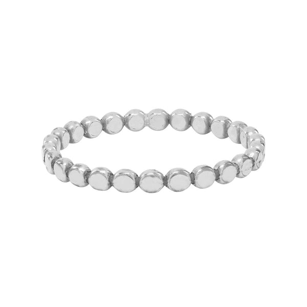 SALE-Beaded Stacking Ring - Flat / Silver / 4 - Rings - Ofina