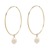 Detachable Pearl Hoop Earrings - Gold / 40mm - Earrings - Ofina