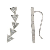 SALE - Curved CZ Multi-Triangle Ear Crawler - Small / Silver / Right - Earrings - Ofina