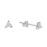Tri-CZ Prong Studs - Silver - Earrings - Ofina