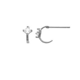 10k Solid Gold CZ Square Prong Huggie Studs - White Gold - Earrings - Ofina