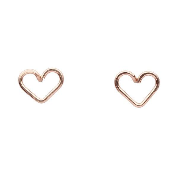 Heart Wirewrapped Studs - Rose Gold - Earrings - Ofina