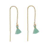 Tassel Ear Threaders - Teal - Earrings - Ofina