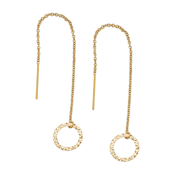 Geometric Ear Threaders (more shapes) - Hammered Circle / Gold - Earrings - Ofina